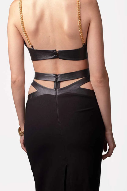 Black skirt with leather